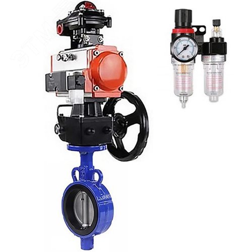 Изображение товара Затвор дисковый AL-316L-EPDM Ду32 Ру16, алюминиевый, диск сталь 316L, уплотнение EPDM, с пневмоприводом DA-065, с пневмораспределителем PND2-S1EM-52-1NC-J08-24VDC, с БКВ LSB-510-02ExM12-250, с ручным дублером HDM-1, с БПВ APU1-10-40-V08 (шт)