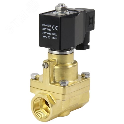 Изображение товара Клапан электромагнитный соленоидный двухходовой поршневый V2W-1000P-NC Ду50 Ру12 корпус - латунь, уплотнение PTFE, резьба G, с катушкой 24В DC (шт)