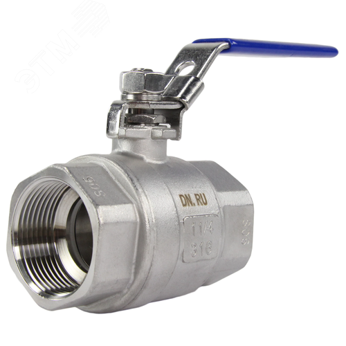 Изображение товара Кран шаровой КШМП.316.230 1 1/4'' Ду32 Ру63 полнопроходной двухходовой, нержавеющая сталь SS316, внутренняя резьба, уплотнение PTFE, ручка-рычаг (шт)