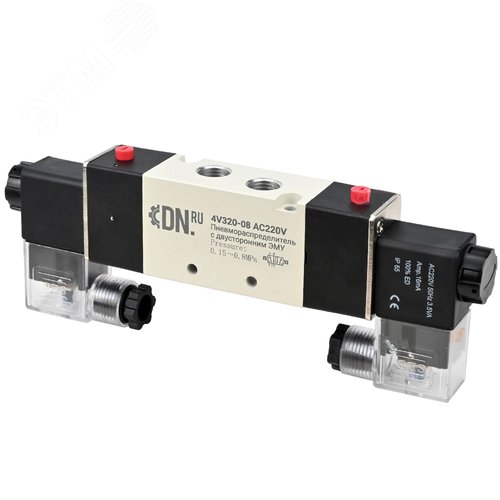 Изображение товара Пневмораспределитель PND1-S2EM-52-2-0-220VAC присоединение 3/8'', рабочие каналы 8мм, с двусторонним электромагнитным управлением (шт)