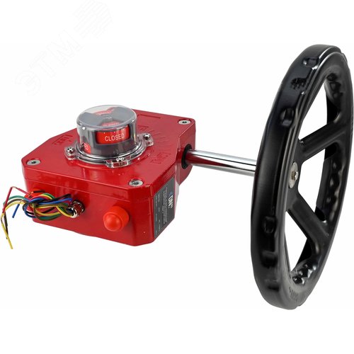 Изображение товара Редуктор четвертьоборотный HGBF-4 с индикатором положения и датчиком обратной связи, корпус алюминий, штурвал 300 мм, квадрат штока 27х27, F10/F12 (шт)