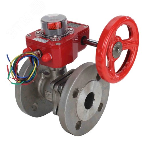 Изображение товара Кран шаровой КШФП.316.200 Ду25 Ру40 полнопроходной двухходовой, нержавеющая сталь 316, фланцевый, уплотнение PTFE, ISO-фланец, редуктор HGBF-1 с индикатором положения и датчиком обратной связи (шт)