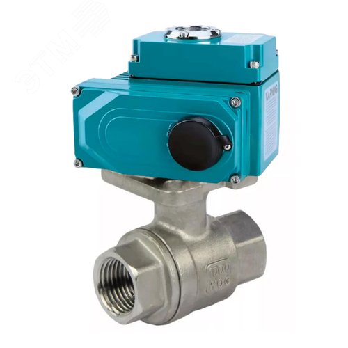 Изображение товара Кран шаровой КШМП.316.230-ISO Ду25 Ру63 полнопроходной, внутренняя резьба, корпус нержавеющая сталь SS316, уплотнение PTFE, 1/4-оборотный электропривод QT2-003-24VDC 24В (шт)