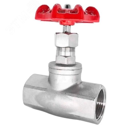 Изображение товара Клапан запорный 304-304-PE-S Ду15 Ру14 двухходовой резьбовой, корпус нержавеющая сталь 304, внутренняя/внутренняя резьба, управление штурвал (шт)