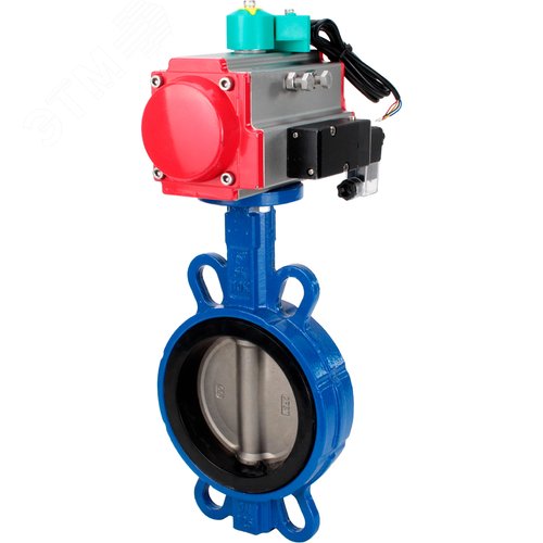 Изображение товара Затвор дисковый поворотный WCB-316L-EPDM Ду100 Ру16 корпус углеродистая сталь WCB, диск нерж. сталь 316L, уплотнение EPDM, с пн.приводом DA-083, пн.распределителем PND2-S1EM-52-1NC-J08-24VDC и магнитным переключателем МППП-200 (шт)