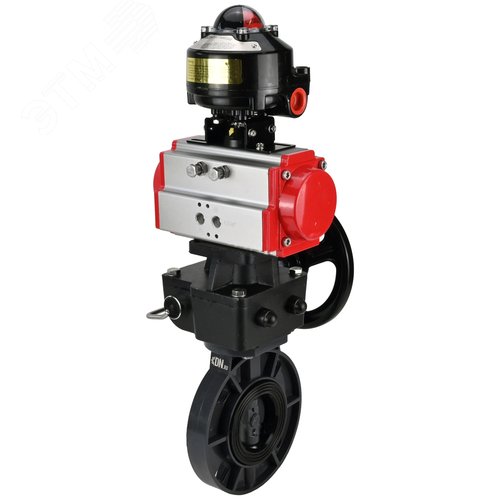 Изображение товара Затвор дисковый поворотный НПВХ-НПВХ-E-2W-Fb-ISO Дн50 Ру10 межфланцевый, корпус НПВХ, диск НПВХ, уплотнение EPDM, с пневмоприводом DA-052, ручным дублером HDM-1 и БКВ LSB-510-02ExM12-250 (шт)