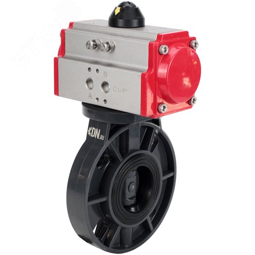 Изображение товара Затвор дисковый поворотный НПВХ-НПВХ-E-2W-Fb-ISO Дн125 Ру10 межфланцевый, корпус НПВХ, диск НПВХ, уплотнение EPDM, с пневмоприводом SA-105 с возвратными пружинами (шт)