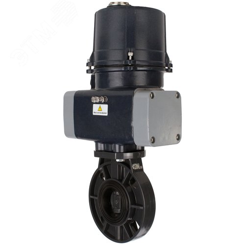 Изображение товара Затвор дисковый поворотный НПВХ-НПВХ-E-2W-Fb-ISO Дн100 Ру10 межфланцевый, корпус НПВХ, диск НПВХ, уплотнение EPDM, с электроприводом ЭПВП-003 220В с пружинным возвратом (шт)