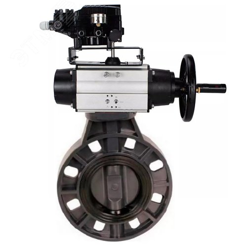 Изображение товара Затвор дисковый поворотный НПВХ-НПВХ-E-2W-Fb-ISO Дн125 Ру10 межфланцевый, корпус НПВХ, диск НПВХ, уплотнение EPDM, с пневмоприводом DA-105-1 и пневмопозиционером EPRP1-NU-0-08 (шт)
