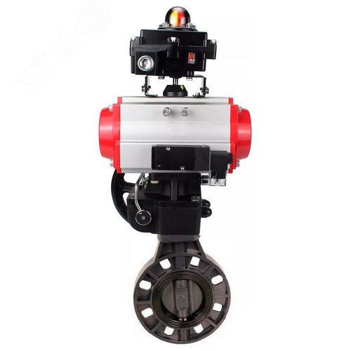 Изображение товара Затвор дисковый поворотный НПВХ-НПВХ-E-2W-Fb-ISO Дн65 Ру10 межфланцевый, корпус НПВХ, диск НПВХ, уплотнение EPDM, с пневмоприводом DA-052, пневмораспределителем PND1-S2EM-52-2-8-220VAC, дублером HDM-1 и БКВ LSB-510-02ExM12-250 (шт)