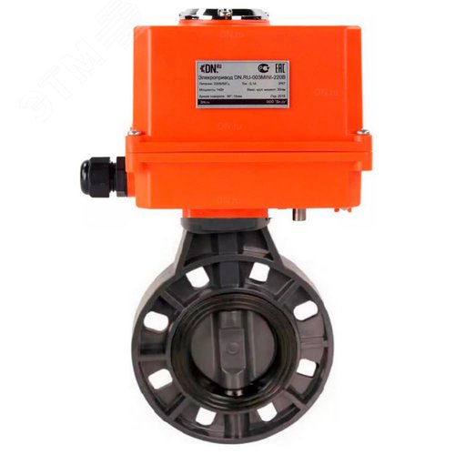 Изображение товара Затвор дисковый поворотный НПВХ-НПВХ-E-2W-Fb-ISO Дн65 Ру10 межфланцевый, корпус НПВХ, диск НПВХ, уплотнение EPDM, с электроприводом Q003 220В MINI (шт)
