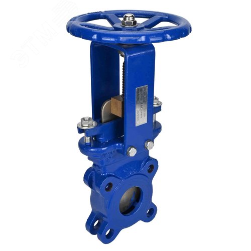 Изображение товара Задвижка шиберная ножевая WCB-SS304-METAL-1W Ду100 Ру10 с невыдвижным шпинделем, корпус WCB, нож нержавеющая сталь SS304, уплотнение METAL/METAL, направление рабочей среды 1-стороннее, управление штурвал (шт)