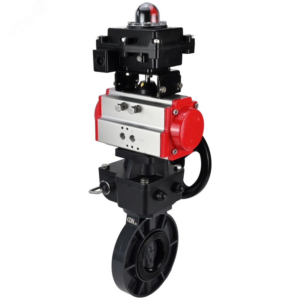 Изображение товара Затвор дисковый поворотный НПВХ 80 мм Ру10 Пневмопривод IP67