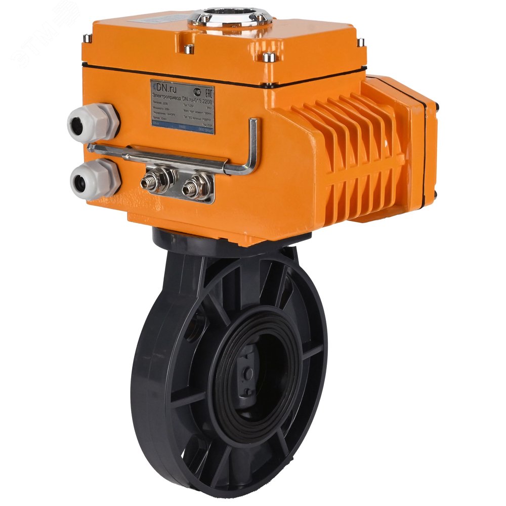 Изображение товара Затвор дисковый поворотный НПВХ-НПВХ-E-2W-Fb-ISO 100 мм с электроприводом