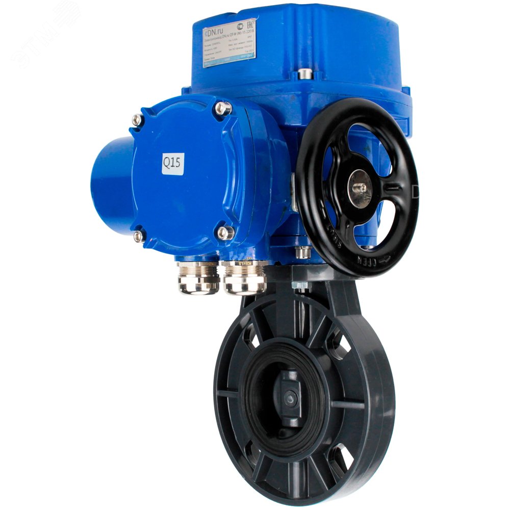 Изображение товара Дисковый поворотный затвор НПВХ D150 Ру10 электропривод 220В