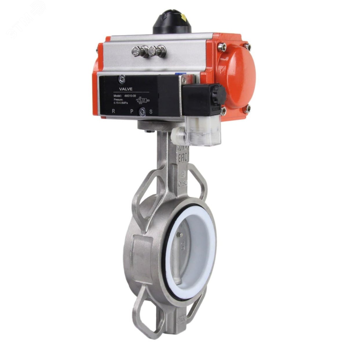 Изображение товара Затвор дисковый поворотный DN.ru 316L-316L-PTFE Ду50 Ру16, с пневмоприводом DA-083, пневмораспределителем PND1-S2EM-52-2-T08-220VAC NAMUR (шт) Изображение товара Затвор дисковый поворотный DN.ru 316L-316L-PTFE Ду50 Ру16, с пневмоприводом DA-083, пневмораспределителем PND1-S2EM-52-2-T08-220VAC NAMUR (шт)