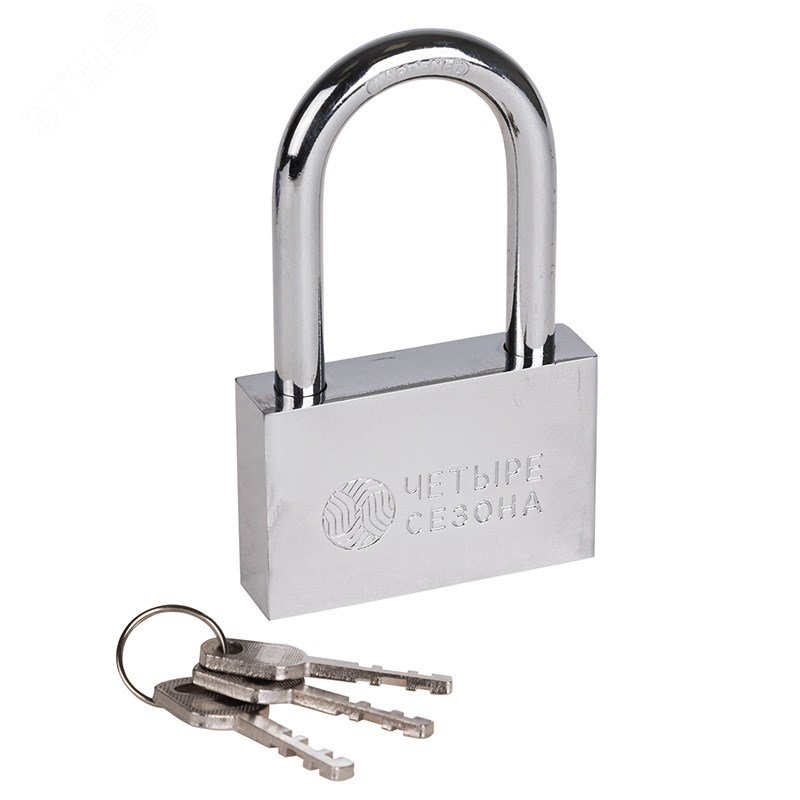 Изображение товара Замок навесной серия Сталь 70 мм длинная дужка ЧЕТЫРЕ СЕЗОНА