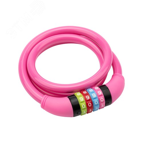 Изображение товара Замок тросовый кодовый взломостойкий для велосипедов и колясок 100 см розовый (шт)