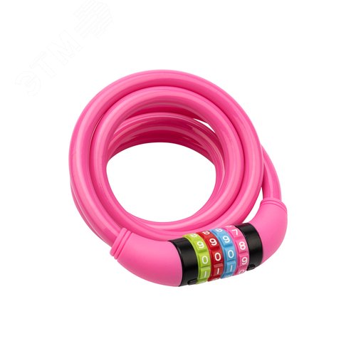 Изображение товара Замок тросовый кодовый взломостойкий для велосипедов и колясок 150 см розовый (шт)