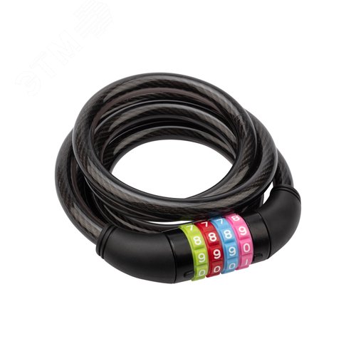 Изображение товара Замок тросовый кодовый взломостойкий для велосипедов и колясок 150 см черный (шт)