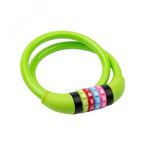 Изображение товара Замок тросовый кодовый взломостойкий для велосипедов и колясок 65 см зеленый (шт)