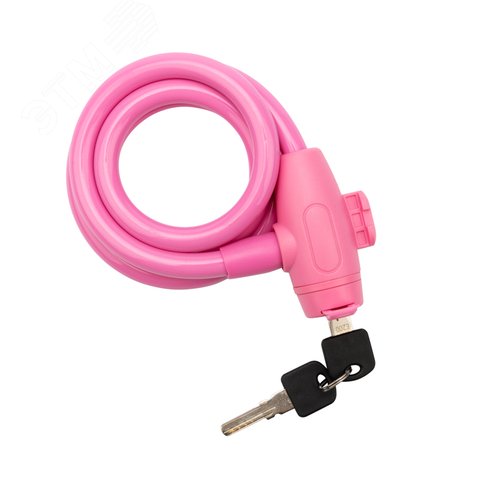 Изображение товара Замок тросовый взломостойкий для велосипедов и колясок с ключом 100 см розовый (шт)
