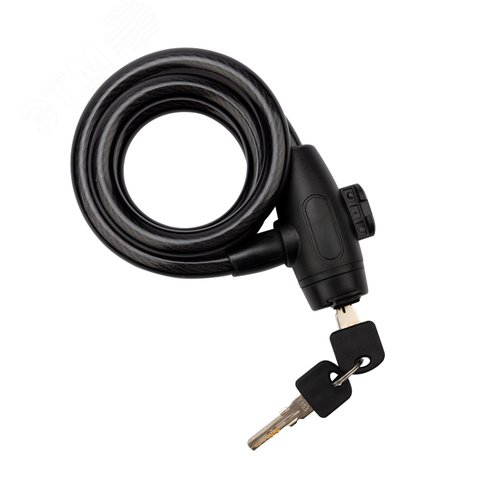 Изображение товара Замок тросовый взломостойкий для велосипедов и колясок с ключом 100 см черный (шт)