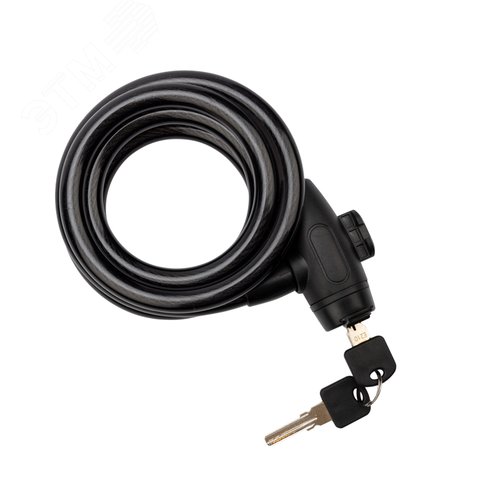 Изображение товара Замок тросовый взломостойкий для велосипедов и колясок с ключом 150 см черный (шт)