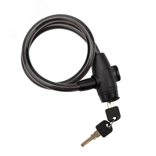 Изображение товара Замок тросовый взломостойкий для велосипедов и колясок с ключом 65 см черный (шт)