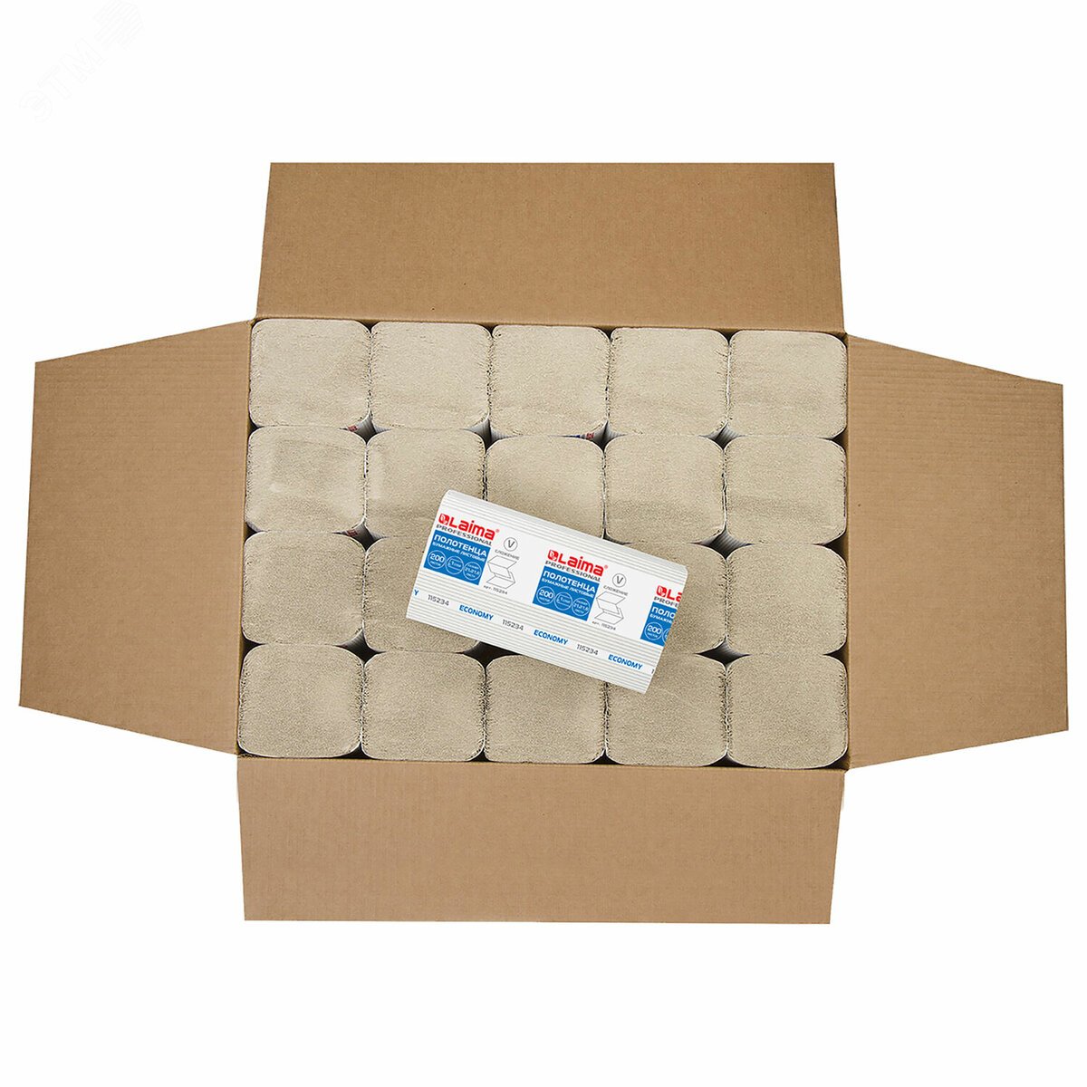 Изображение товара Бумажные полотенца LAIMA H3 20 пачек по 200 штук натуральный цвет