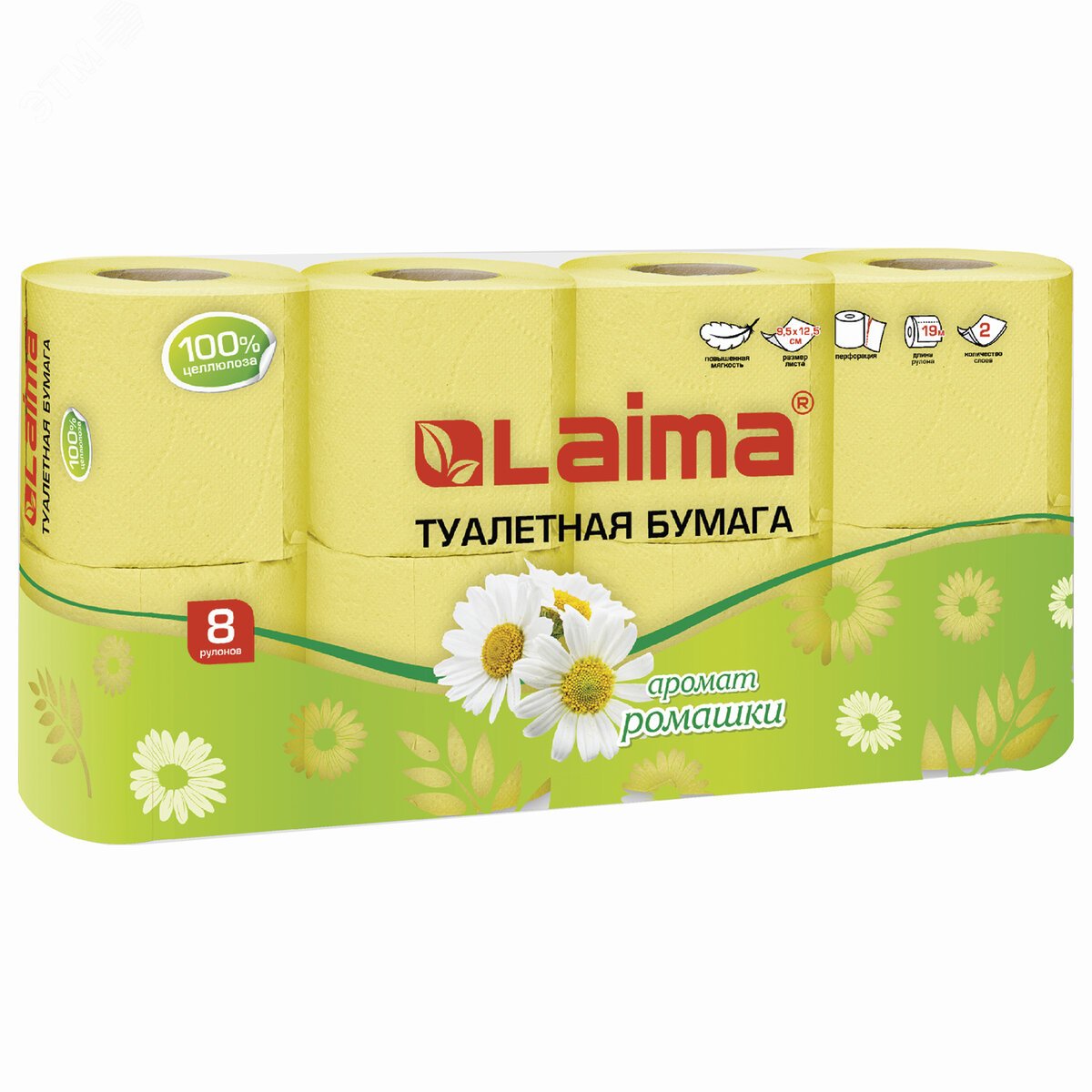 Изображение товара Бумага туалетная двухслойная с ароматом ромашки 8 шт LAIMA