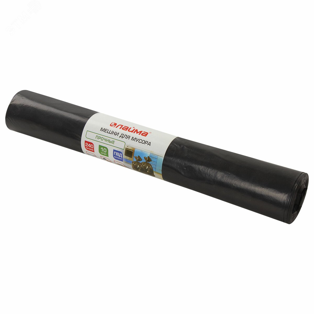 Изображение товара Мешки для мусора 240 л LAIMA 10 шт ПВД 50 мкм прочные для дома и бизнеса