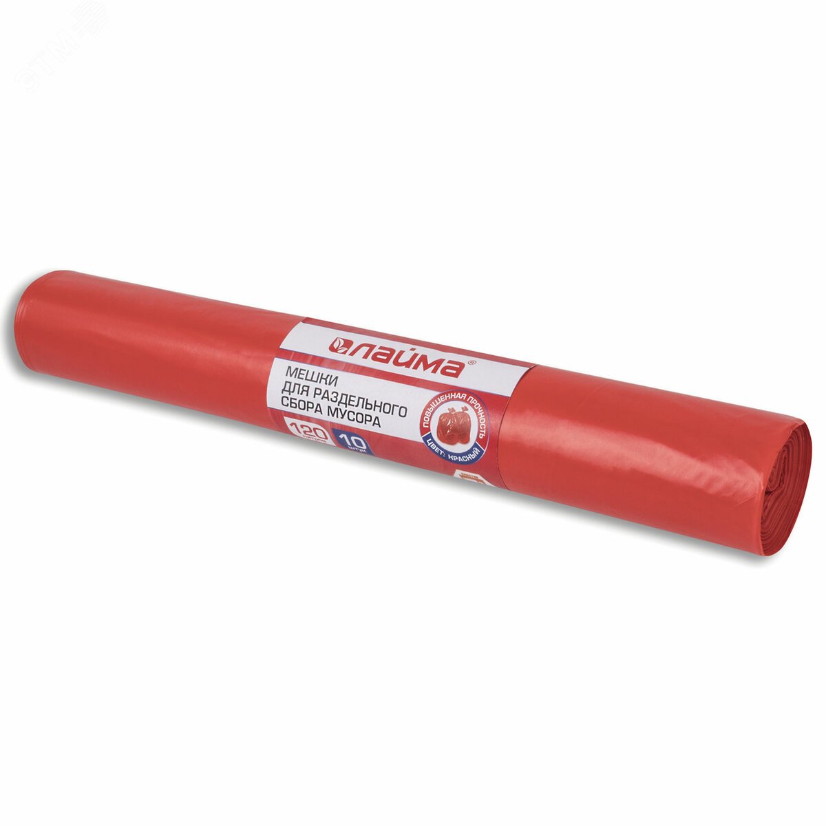 Изображение товара Мешки для раздельного сбора мусора 120л красные в рулоне 10 шт ПВД 38 мкм LAIMA