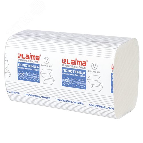 Изображение товара Полотенца бум. 200шт, LAIMA (H3) UNIVERSAL WHITE, 1-сл, белые, КОМПЛЕКТ 15пач, 23x20,5, V-сл,111342 (упак)