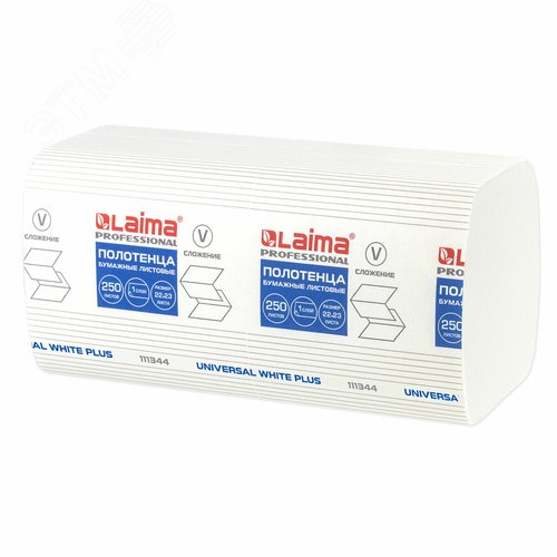 Изображение товара Полотенца бум. 250шт, LAIMA (H3) UNIVERSAL WHITE PLUS, 1-сл, белые, КОМПЛЕКТ 20пач,22х23,V-сл,111344 (упак)