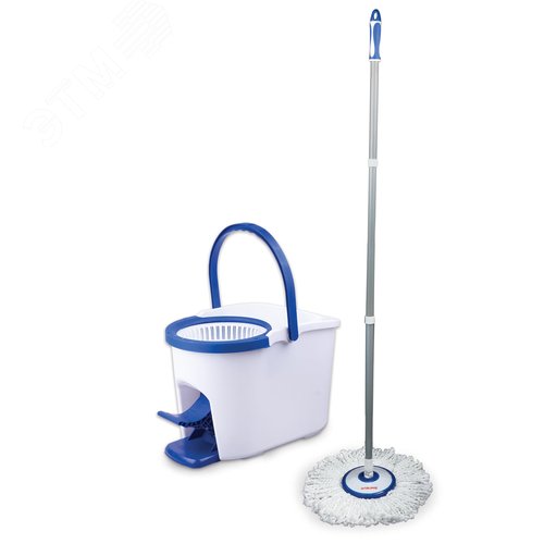Изображение товара Комплект для уборки: швабра, ведро 11 л / 5 л с отжимом и педалью, круглая насадка липучка (шт)
