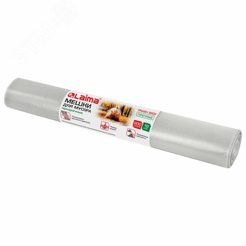 Изображение товара Мешки для мусора 200л, прозрачные в рулоне 10 шт, ПВД 50 мкм, 90х130 см, 609211 (шт)