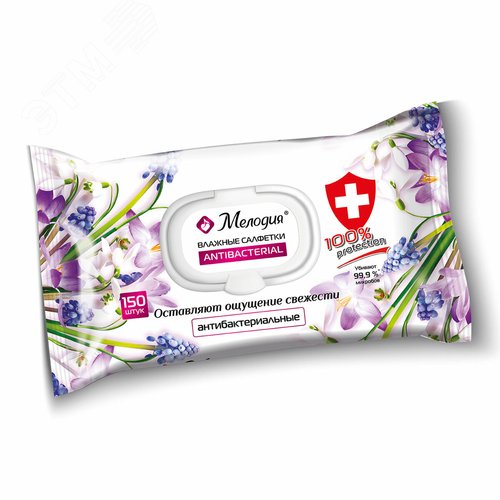 Изображение товара Салфетки влажные 150 шт, антибактериальные, с пластиковым клапаном (шт)