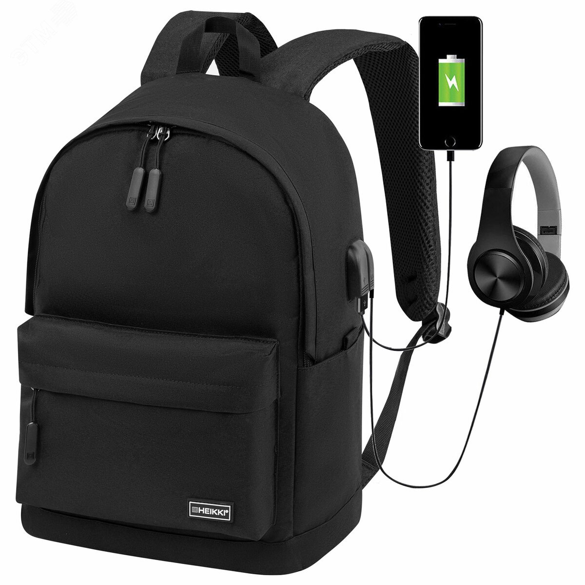 Изображение товара Рюкзак HEIKKI ACTIVE для ноутбука с USB-портом черный