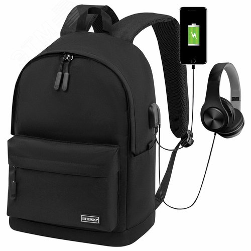 Изображение товара Рюкзак Active универсальный, с отделением для ноутбука, USB-порт, черный (шт)