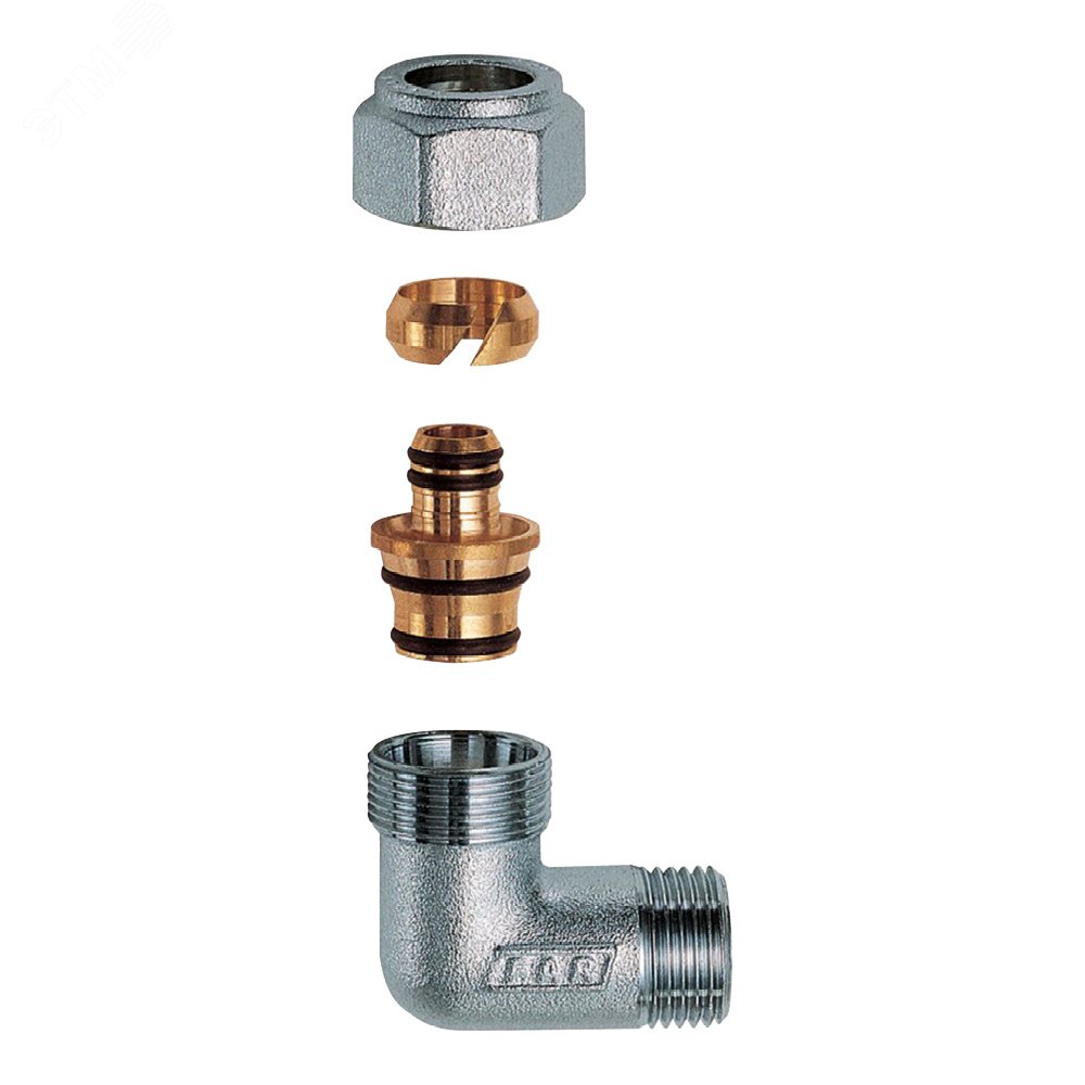 Изображение товара Угольник с концовкой для мп труб 26х3 FAR латунь хромированный