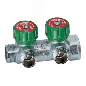 Изображение товара Коллектор регулирующий 1 ВР-НР 2 отв 1/2 EU с вставкой под плоское уплотнение FAR