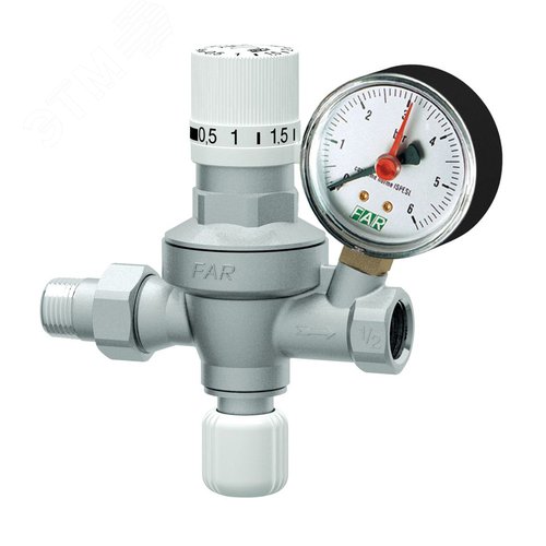 Изображение товара Редуктор подпитки автоматический 1/2', с визуализацией настраиваемого давления на выходе, с манометром (шт)