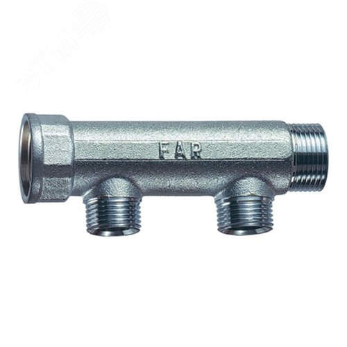 Изображение товара Коллектор 1' (ВР-НР) с 2 отв. 1/2' НР (межосев. 50 мм) (шт)