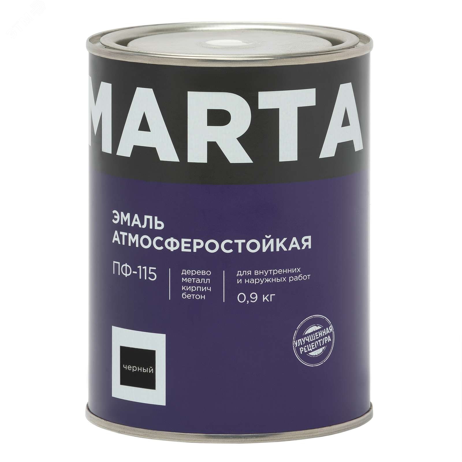 Изображение товара Эмаль ПФ-115 черная 0,9кг (шт)
