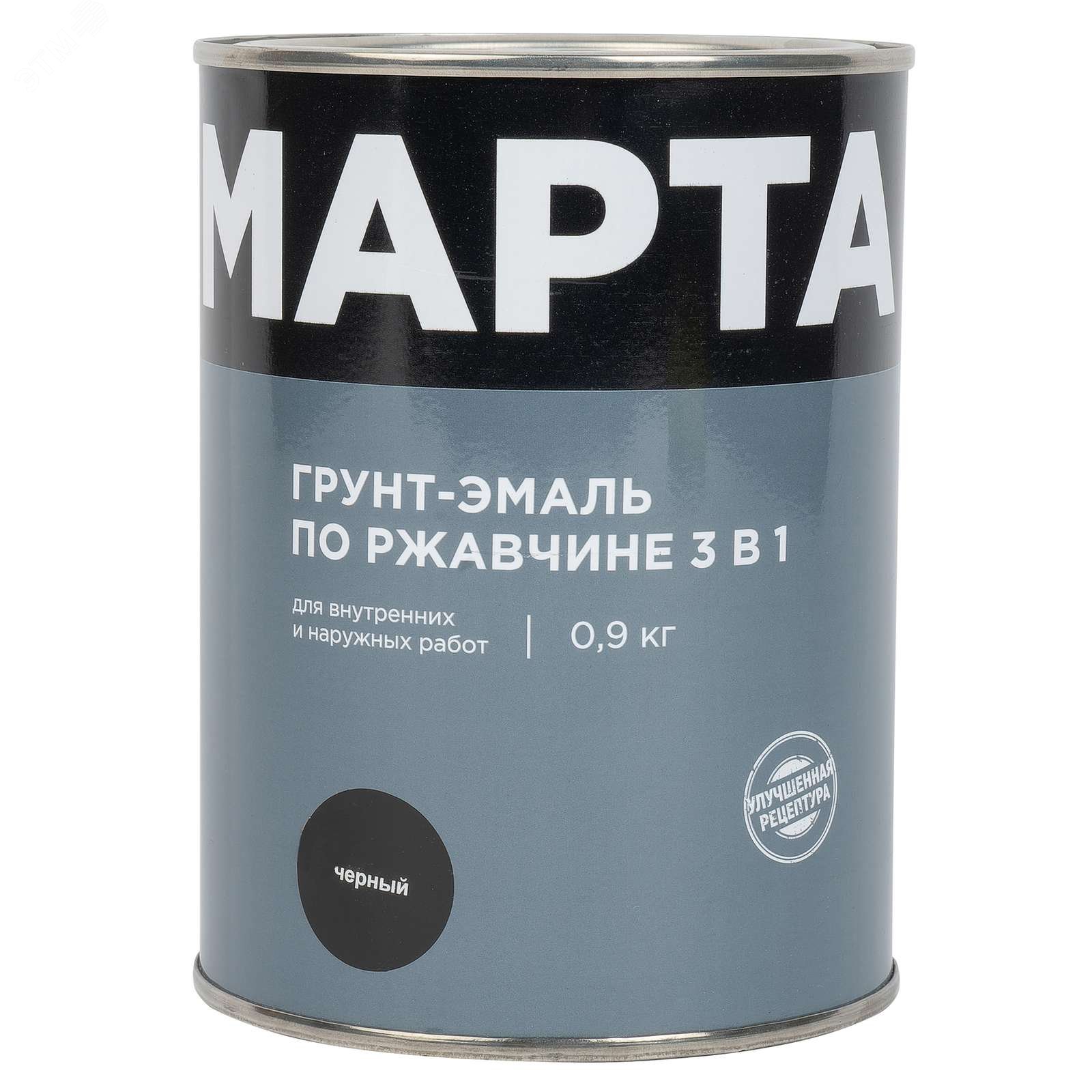 Изображение товара Грунт-эмаль по ржавчине 3в1 черная 0, 9кг - защита и декор металла