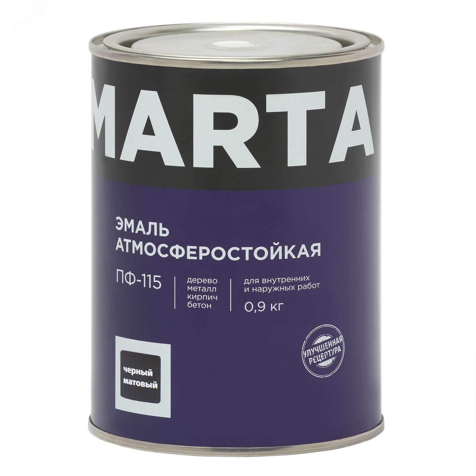 Изображение товара Эмаль ПФ-115 черная матовая 0,9кг (шт)