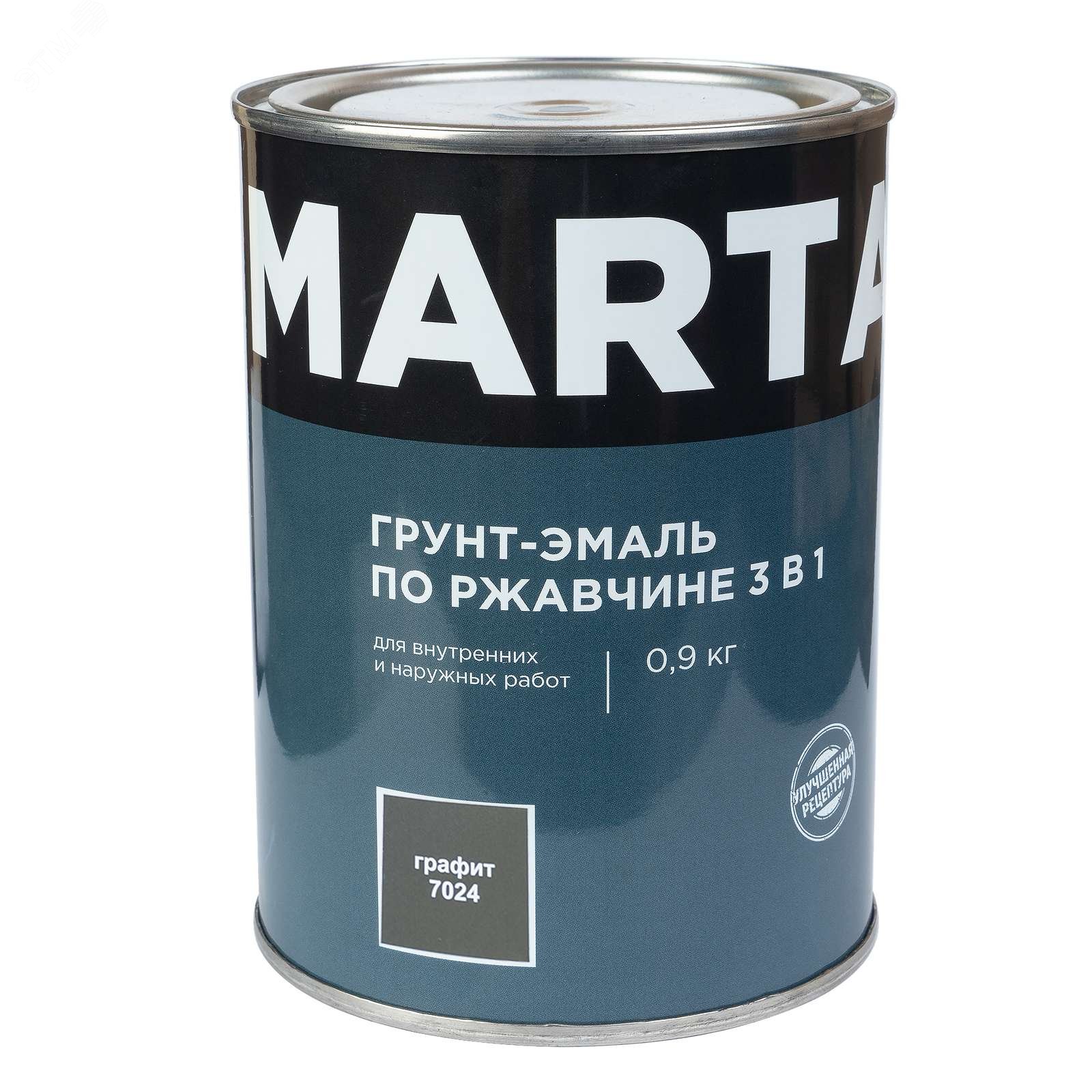 Изображение товара Грунт-эмаль по ржавчине 3в1 графит RAL7024, 0,9кг (шт)
