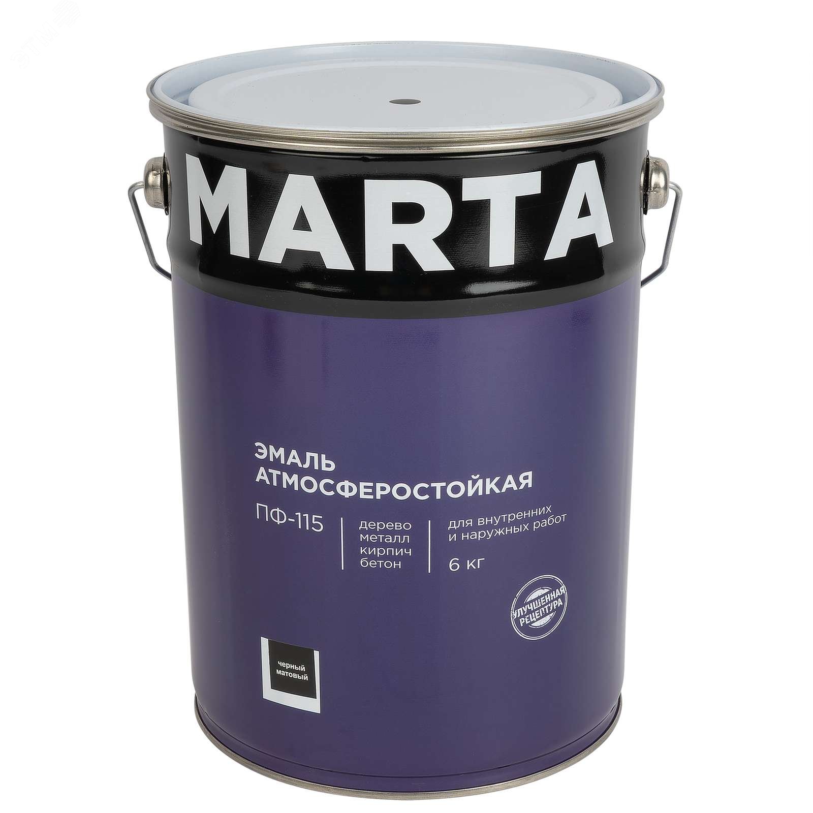 Изображение товара Эмаль ПФ-115 черный матовый 6кг (шт)