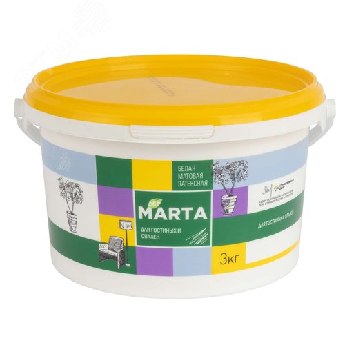 Изображение товара Краска для гостиных и спален белая 3кг (шт)